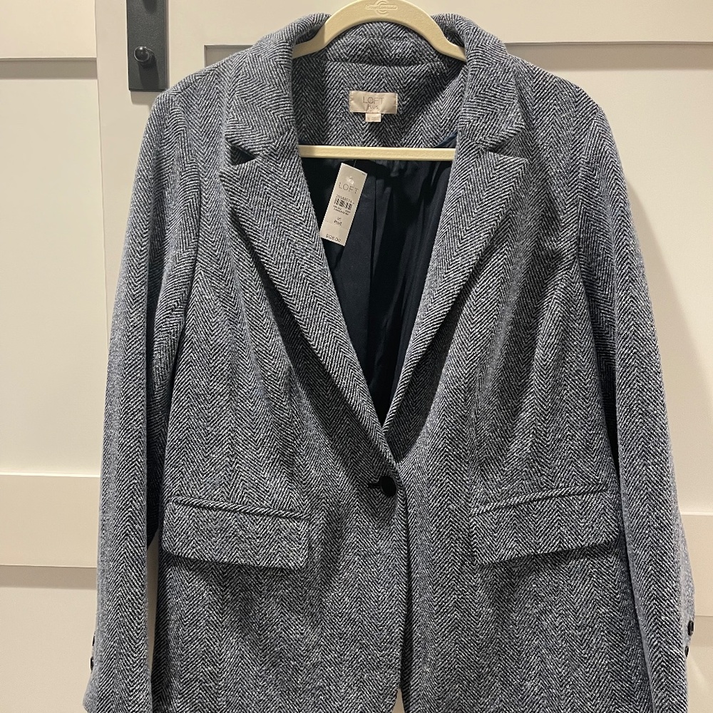 LOFT Navy Tweed Blazer - Size 16 Plus